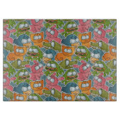 漫画動物が付いているヴィンテージパターン カッティングボード (正面)