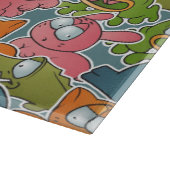 漫画動物が付いているヴィンテージパターン カッティングボード (角)