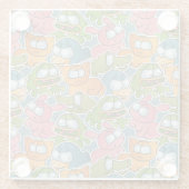 漫画動物が付いているヴィンテージパターン ガラスコースター (裏面)