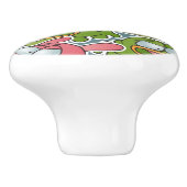 漫画動物が付いているヴィンテージパターン セラミックノブ (側面)