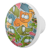 漫画動物が付いているヴィンテージパターン セラミックノブ (右)