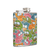 漫画動物が付いているヴィンテージパターン フラスク (右)