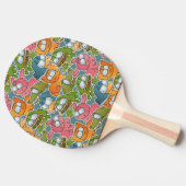 漫画動物が付いているヴィンテージパターン 卓球ラケット (横)