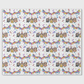 漫画動物誕生日包装紙 | かわいい贈り物 ラッピングペーパー (フラット)