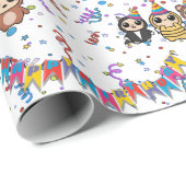 漫画動物誕生日包装紙 | かわいい贈り物 ラッピングペーパー (ロールコーナー)