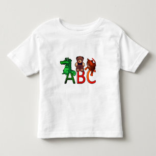 漫画動物ABCのアルファベットのプリント トドラーTシャツ