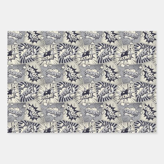 漫画吹き出しアーポップ・アートのト ラッピングペーパーシート (正面)