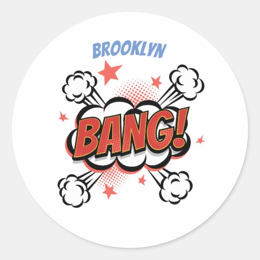 漫画吹き出しタイポグラフィアート ラウンドシール (正面)