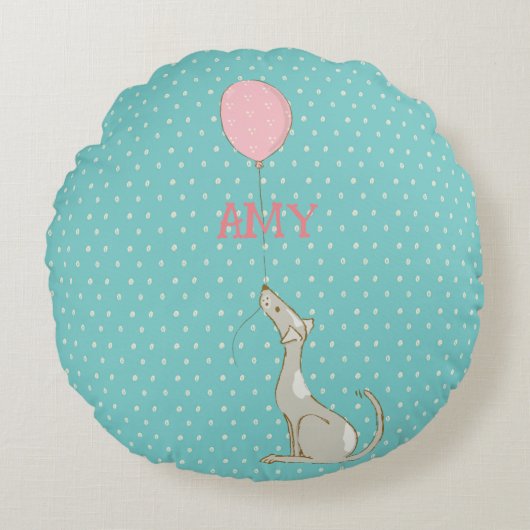 漫画図解入りの、写真付きのの犬の装飾子供へ ラウンドクッション (正面)