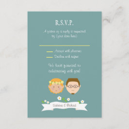 漫画図解入りの、写真付きのカップルポートレート結婚ズ 出欠カード