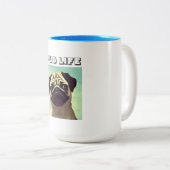 漫画大切と愛らしいPUG顔ポートレート ツートーンマグカップ (正面右)