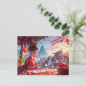 漫画女書の子の書道5月 ポストカード (スタンド正面)