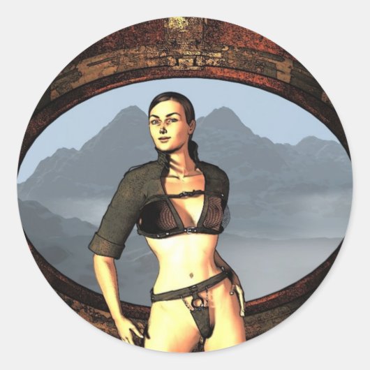 漫画女 ラウンドシール (正面)