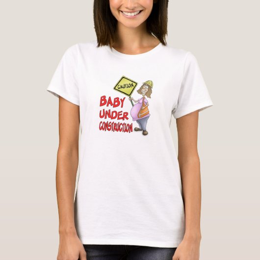 漫画妊婦ののTシャツ:建築下のベビー Tシャツ (正面)