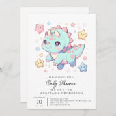 漫画威厳のある恐竜の赤ちゃんシャワー 招待状 (正面/裏面)