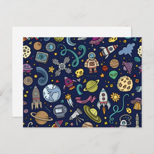 漫画宇宙エクスプローラー誕生日キッズテーマ ポストカード (正面/裏面)