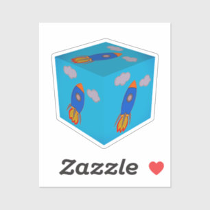 漫画宇宙ロケ飛んでいるットとブルースカイキューブ シール