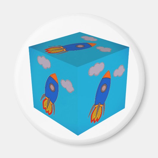 漫画宇宙ロケ飛んでいるットとブルースカイキューブ マグネット (正面)