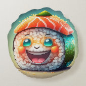 漫画寿司の丸い枕 – お洒落デザインおもしろい ラウンドクッション (裏面)