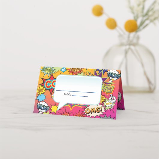 漫画帳音声バブルギークおたく結婚の プレイスカード (正面)