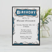 漫画引き裂かれた紙ブルー誕生日招待状 招待状 (スタンド正面)