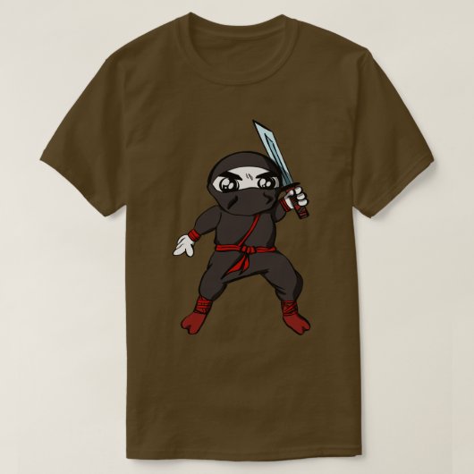漫画忍者キャラクターウィズカタナ Tシャツ (デザイン正面)