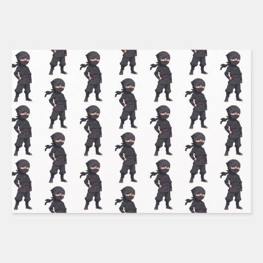 漫画忍者戦士ボーイズ誕生日パーティー ラッピングペーパーシート (正面3)