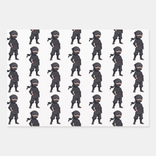 漫画忍者戦士ボーイズ誕生日パーティー ラッピングペーパーシート (正面)