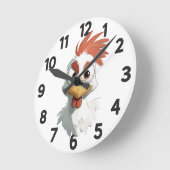 漫画怒チキン頭 ラウンド壁時計 (傾斜)