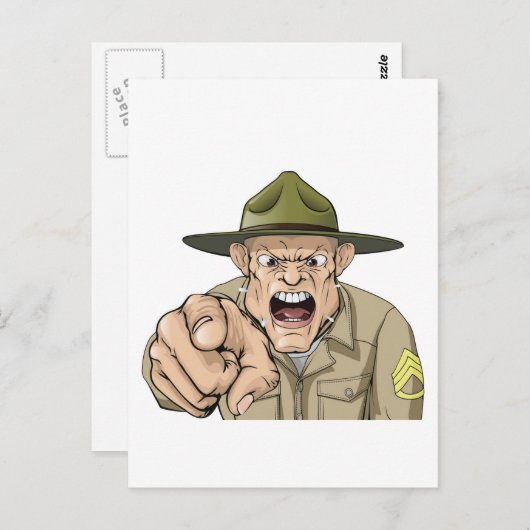 漫画怒軍の訓練軍曹が叫ぶ ポストカード (正面/裏面)