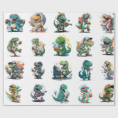 漫画恐竜バースデーパーティー漫画トレックスラッピング ラッピングペーパー (フラット)