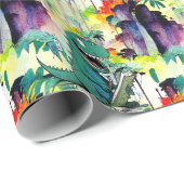 漫画恐竜バースデーパーティー漫画トレックス ラッピングペーパー (ロールコーナー)