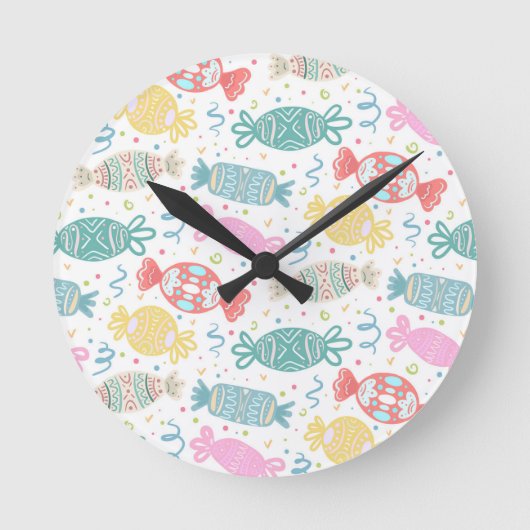 漫画数々の色のフェスティバル菓子 ラウンド壁時計 (正面)