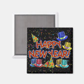 漫画文字(パーティー帽子と紙吹雪付き) マグネット (正面/裏面)