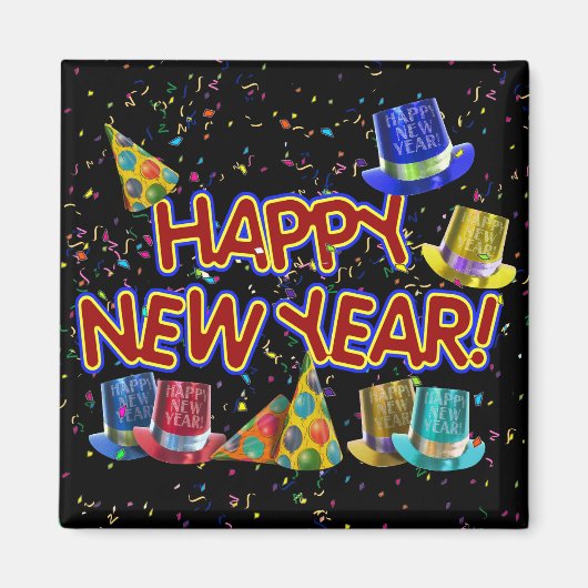 漫画文字(パーティー帽子と紙吹雪付き) マグネット (正面)