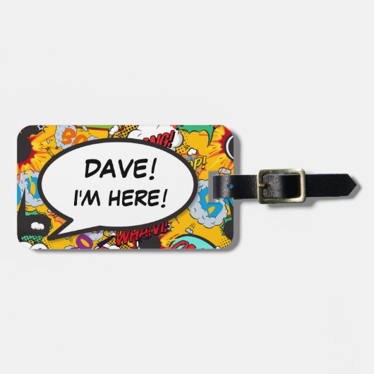 漫画本おもしろいクールパーソナライズされた ラゲッジタグ (正面横)