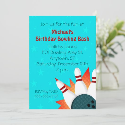 漫画本のイラストレーションのボーリングのパーティの招待状 招待状 (スタンド正面)