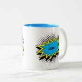 漫画本のスタイルのカラフルな一流の青 ツートーンマグカップ (正面右)