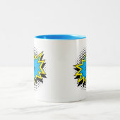 漫画本のスタイルのカラフルな一流の青 ツートーンマグカップ (中央)