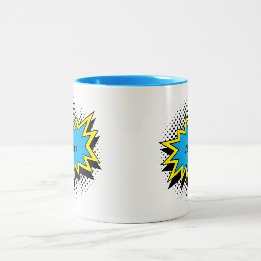 漫画本のスタイルのカラフルな一流の青 ツートーンマグカップ (中央)