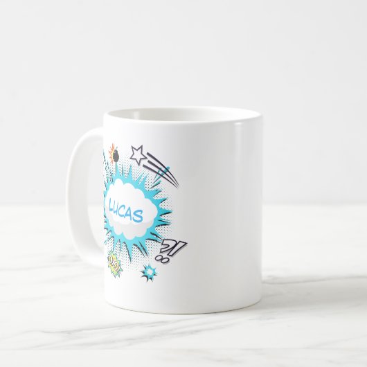 漫画本のスタイルのカラフルな名前をカスタムするのコーヒー・マグ コーヒーマグカップ (正面左)