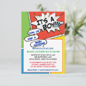 漫画本のスーパーヒーローのベビーシャワーの招待状 招待状 (スタンド正面)