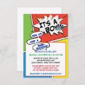 漫画本のスーパーヒーローのベビーシャワーの招待状 招待状 (正面/裏面)