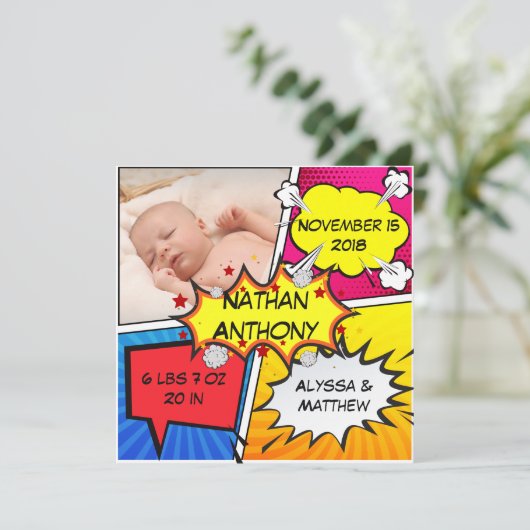 漫画本のスーパーヒーローの誕生の発表 案内状 (スタンド正面)