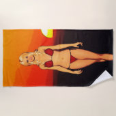 漫画本のビキニの可愛い人 ビーチタオル (正面)