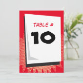 漫画本のファンタジーのバーの(ユダヤ教の)バル・ミツバーのテーブル数カード 招待状 (スタンド正面)