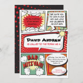 漫画本のファンタジーのバーの(ユダヤ教の)バル・ミツバーの招待状 招待状 (正面/裏面)