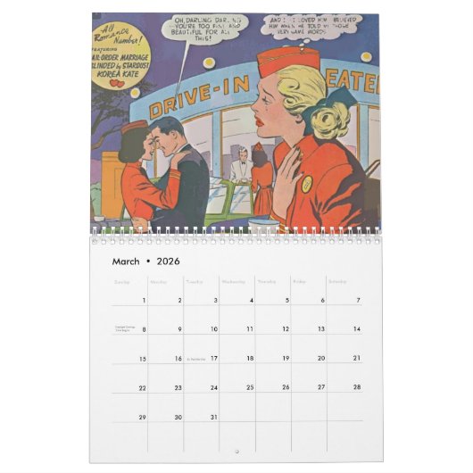 漫画本のロマンスの2018カレンダー カレンダー (3月 2026)