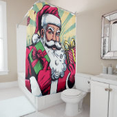 漫画本サンタ/クリスマス シャワーカーテン (インサイチュ)