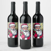 漫画本サンタ/クリスマス ワインラベル (ボトル)